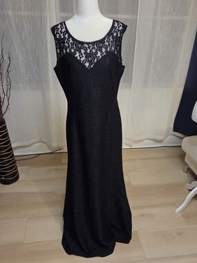 Miusol Black Lace Maxi Dress with Sheer Yoke